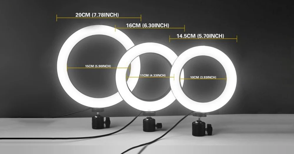 اندازه های رینگ لایت